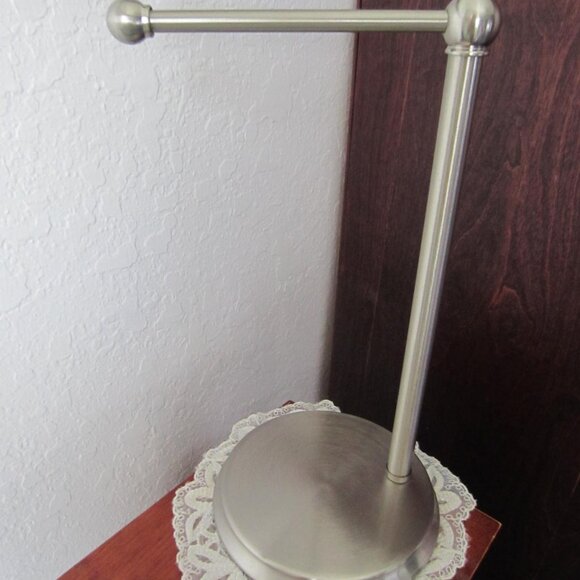 Hand Towel Holder--Single Arm-Marshall Model--Brushed Nickel--Free Standing--GUC - Picture 1 of 7